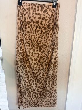 Leopard Print Maxi Skirt - Neutral Brown Tones Cheetah